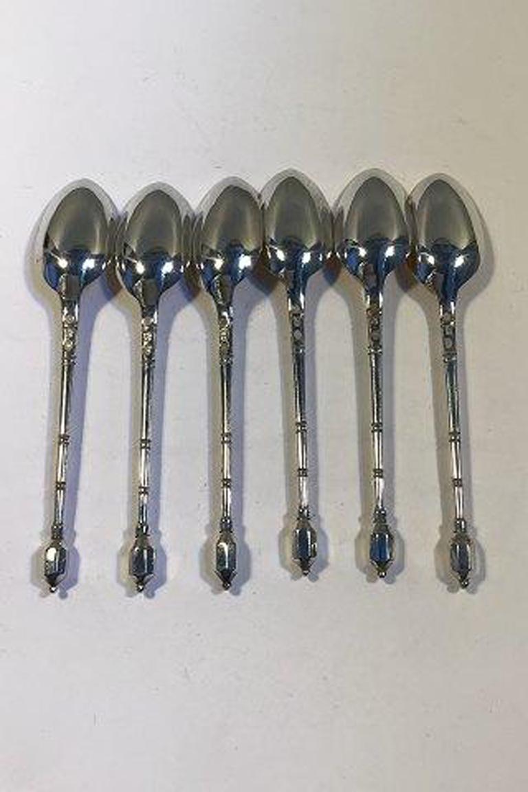 V. Christensen Silver Set of 6 Coffee Spoons In Good Condition For Sale In Copenhagen, DK