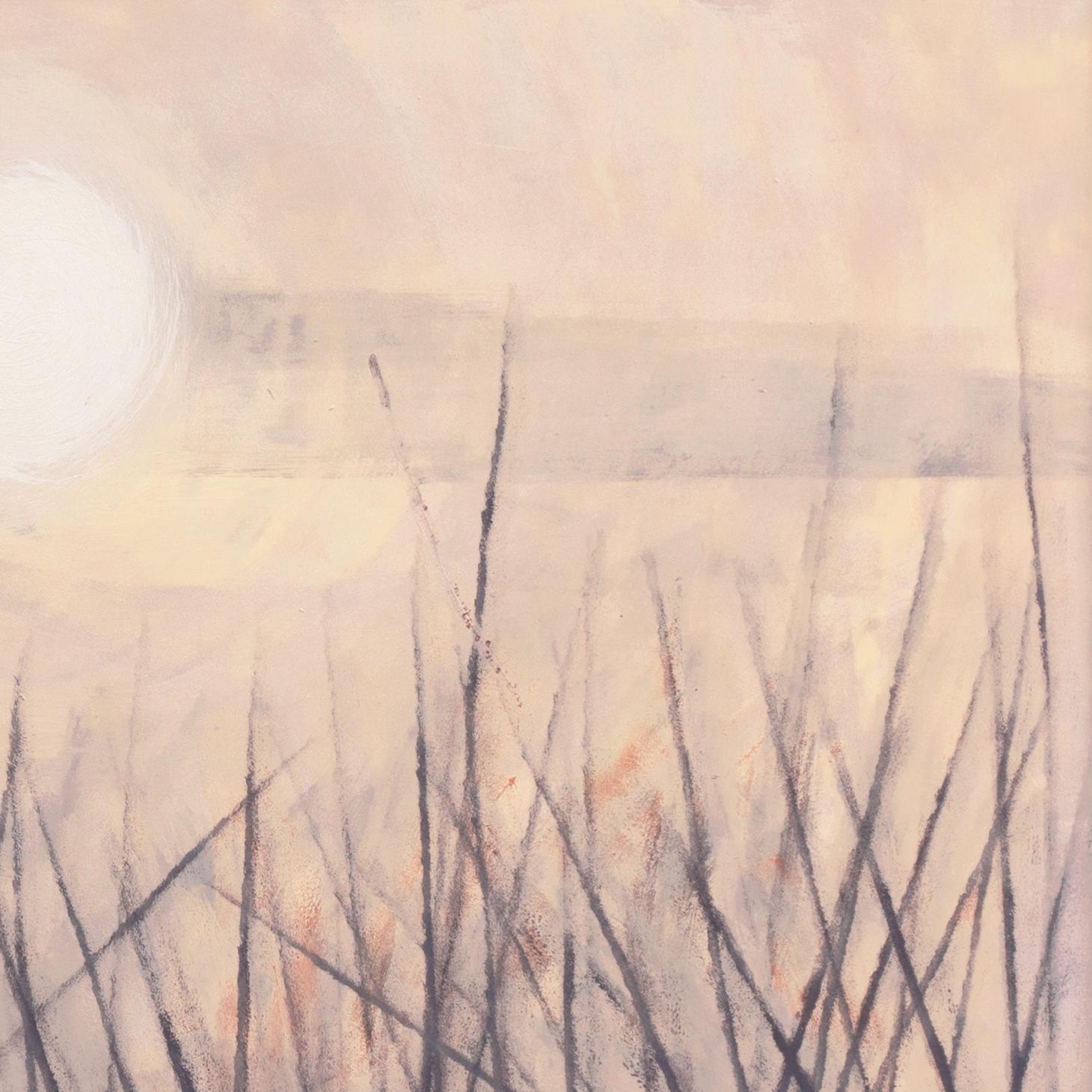 'Golden Delta Sunset', Mid-Century Modernist Estuary Landscape, Water Grasses For Sale 2
