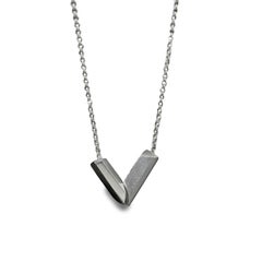 V Facet Pendant Necklace in Sterling Silver 925 by Leonie Simpson