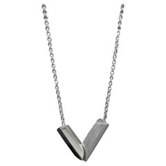 V Facet Pendant Necklace in Sterling Silver 925 by Leonie Simpson
