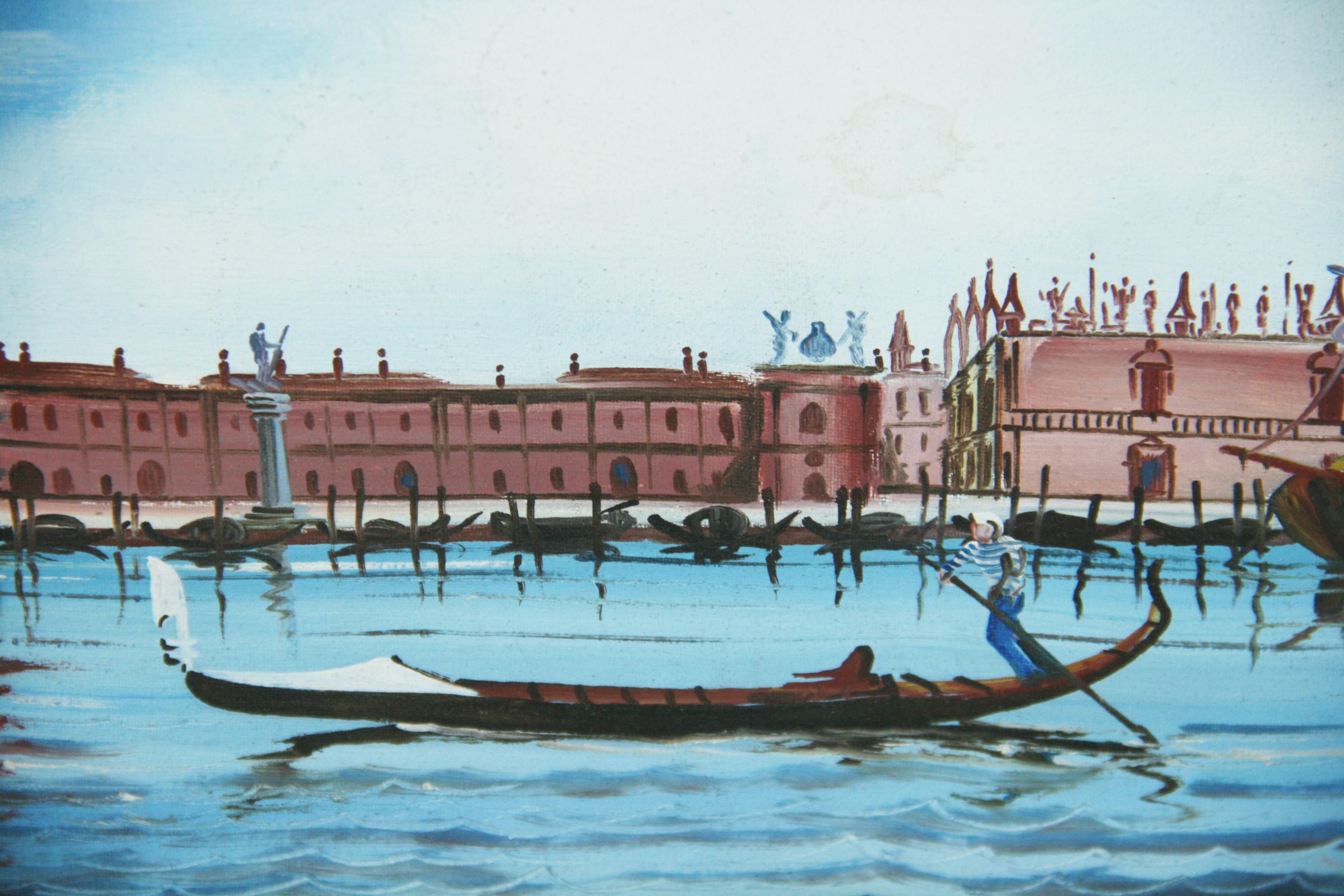 Peinture italienne d'époque représentant la place Saint-Marc vue de la lagune en vente 8