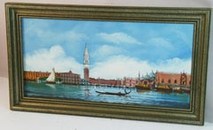 Dipinto italiano d'epoca di Piazza San Marco vista dalla laguna