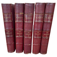 Victor Hugo Les Misérables in French - Leather Bound Antique Title 5 volumes