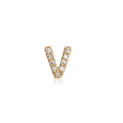 V Initial 14K (oder 18k auf Anfrage) Gelbgold Diamant-Buchstaben-Ohrstecker