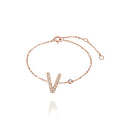V Initial Bezel Chain Anklet
