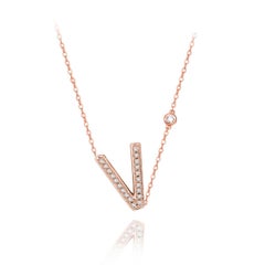 V-Initial Bezel Chain Necklace