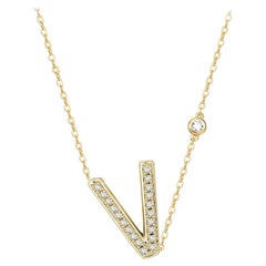 V-Initial Bezel Chain Necklace