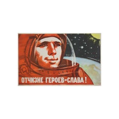1961 original soviet poster : “Glory to the Motherland of Heroes!” - Space race