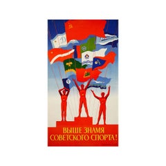 1977 Original Soviet Sports Poster by Kuzmichev “Raise the Banner of Sport”