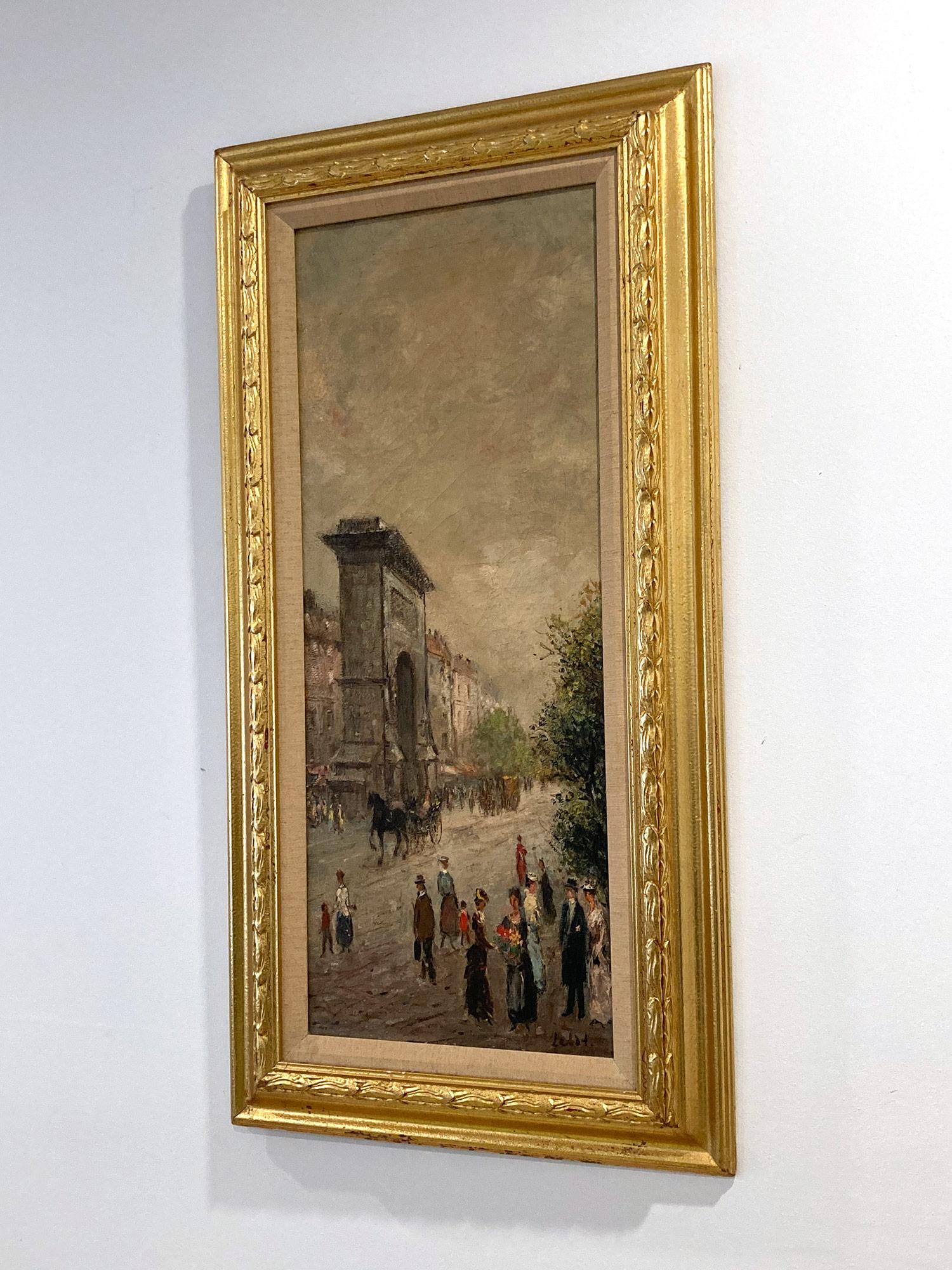 The artworks consists of two vertical oil paintings each framed in ornate gold frames. The total measurement of both paintings side by side: 37 x 39 inches. Individually each piece measures: 37 x 19.5 inches framed.

In these oil painting we see a