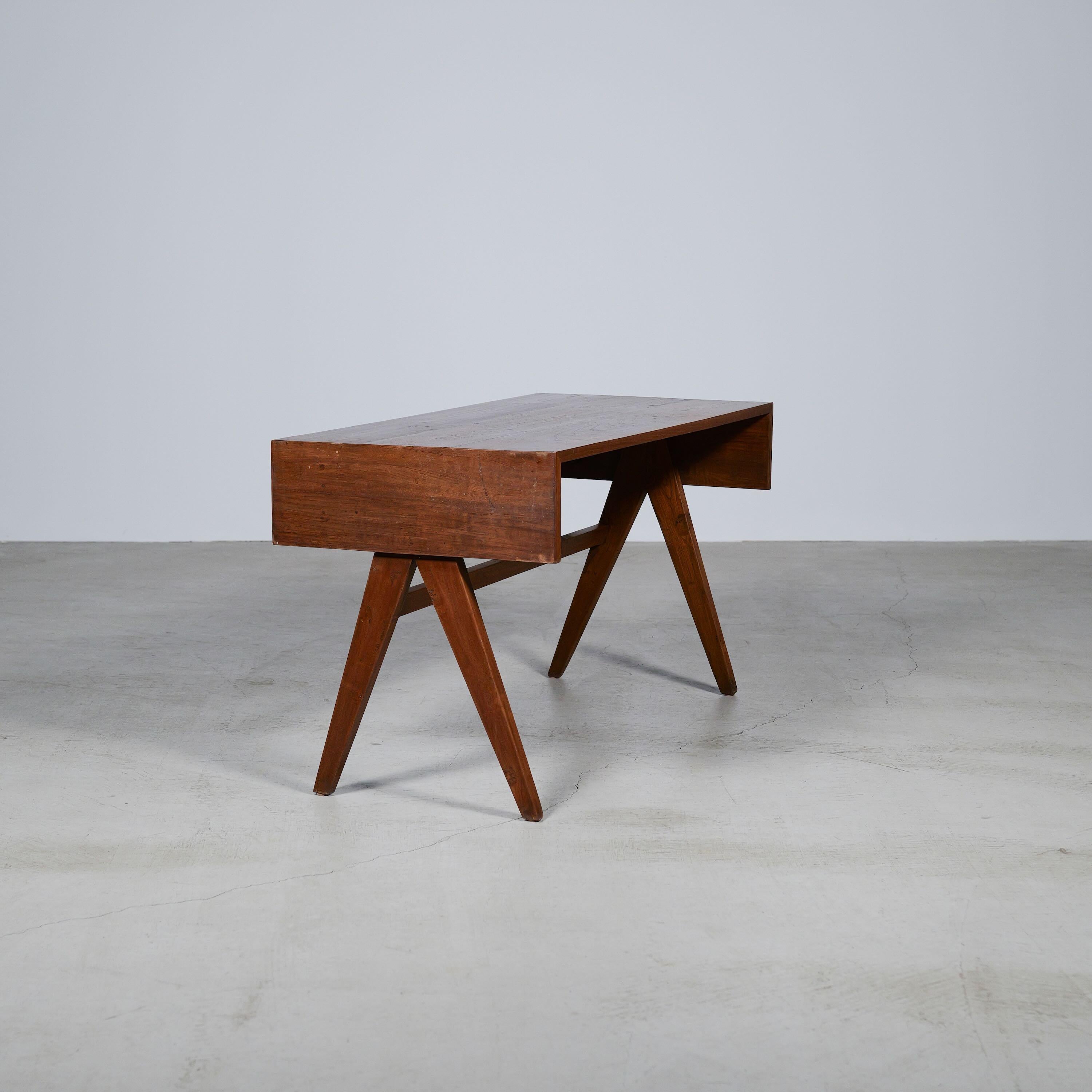 Mid-Century Modern V-leg Student desk by Pierre Jeanneret for Chandigarh, India, Circa 1960 For Sale