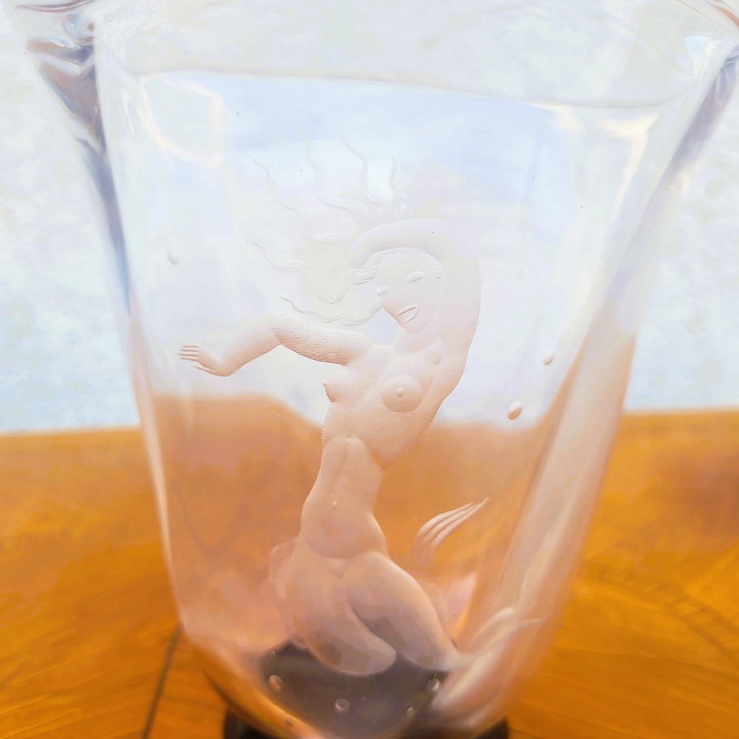 Engraved V Lindstrand - Orrefors, Mermaid Vase, 20th Century For Sale
