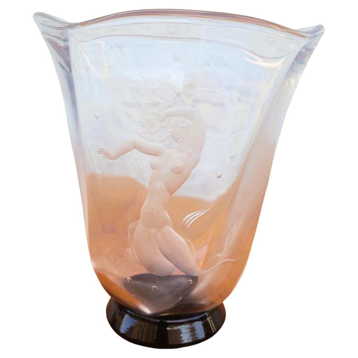 V Lindstrand - Orrefors, Mermaid Vase, 20th Century For Sale