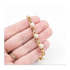 V Link Pearl Bracelet in 14k Yellow Gold