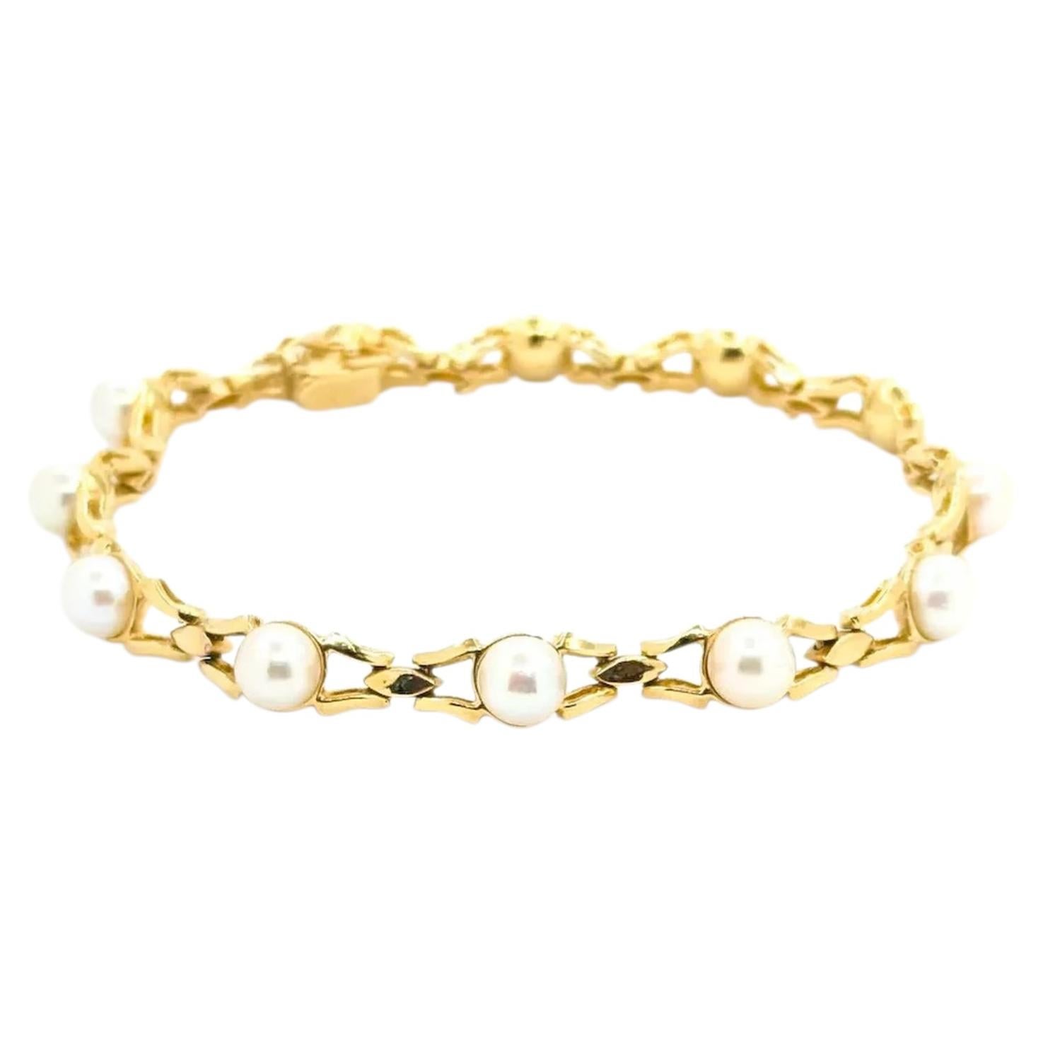 V Link Perlenarmband aus 14k Gelbgold