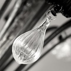 Classic Chandelier, 6 Lights, Grey and Clear Murano Glass by Multiforme in stock