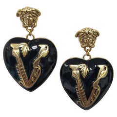 V-Mine Versace Valentine Black Heart Earrings