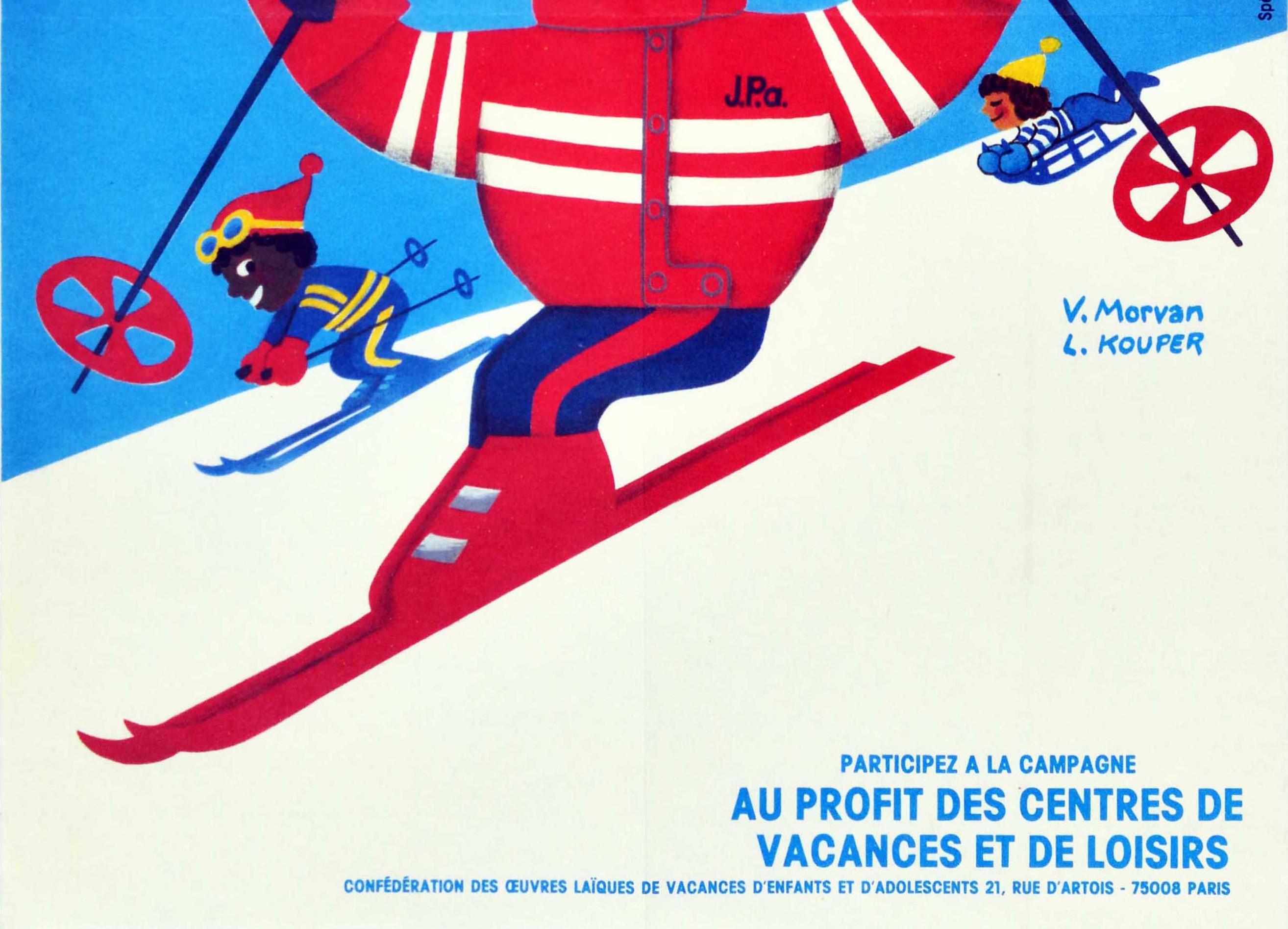 Original Vintage Winter Sport Poster Jeunesse Au Plein Air Youth Outdoors Skiing - Blue Print by V. Morvan L. Kouper