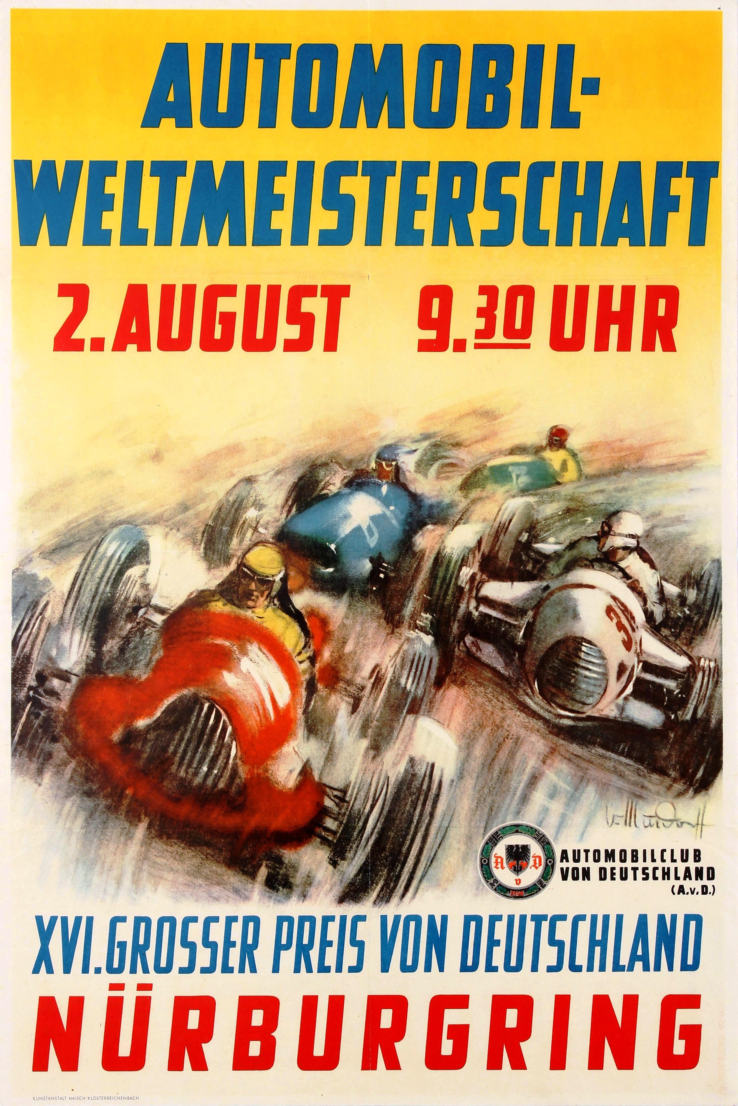 V. Mundorff Print - Original Vintage Grand Prix F1 Motor Sport Poster Weltmeisterschaft Nurburgring