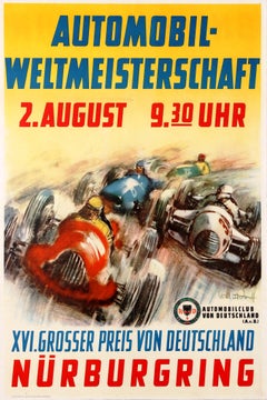 Affiche originale vintage Grand Prix F1, championnat du monde au Nürburgring, Nurburgring