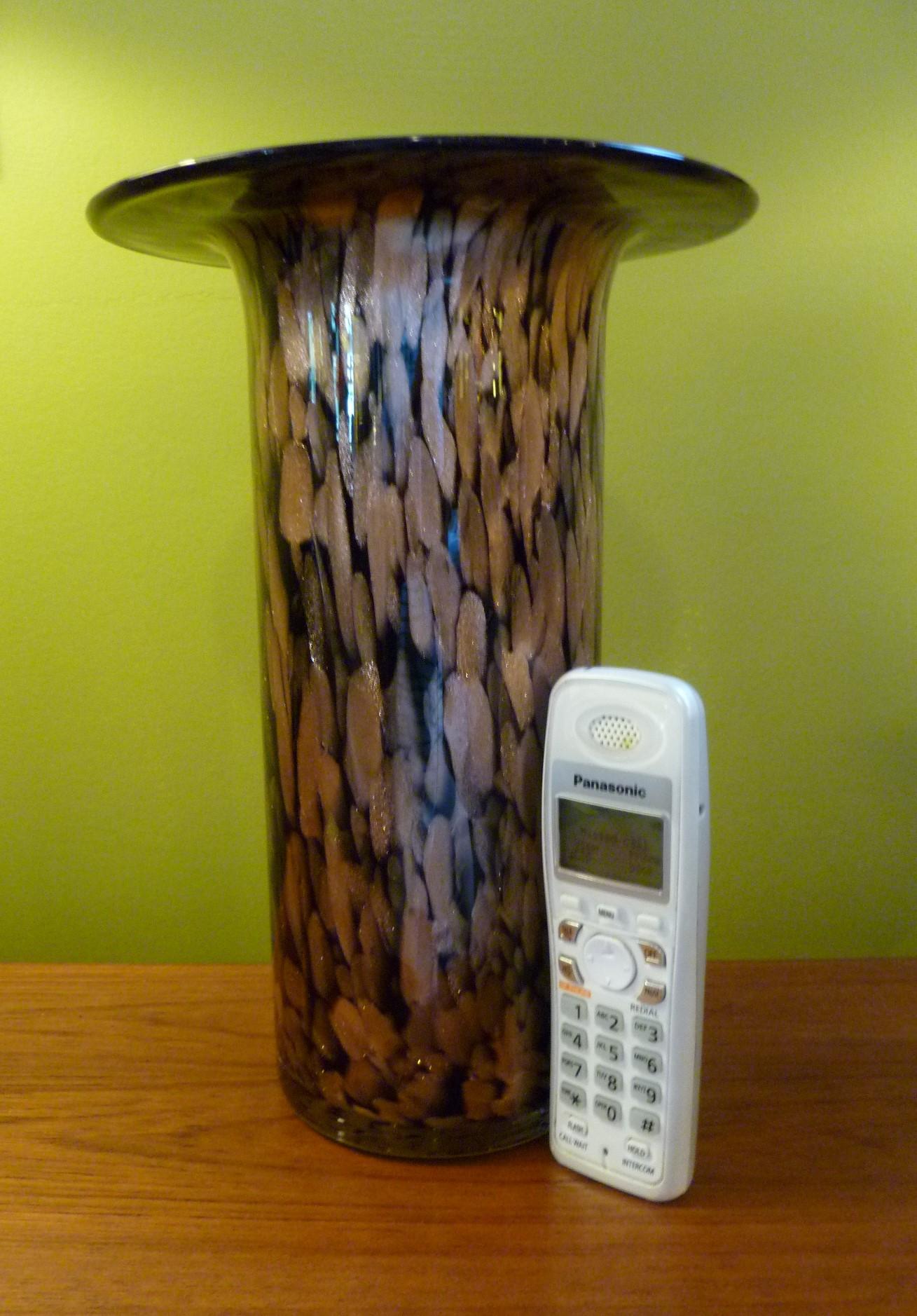 V. Nason Attributed Modern Aventurine Black Murano Glass Cylindrical Vase, 1970s For Sale 1