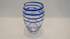 V. Nason & C. Italian Murano Glass Vase with Blue Spiral Stripe