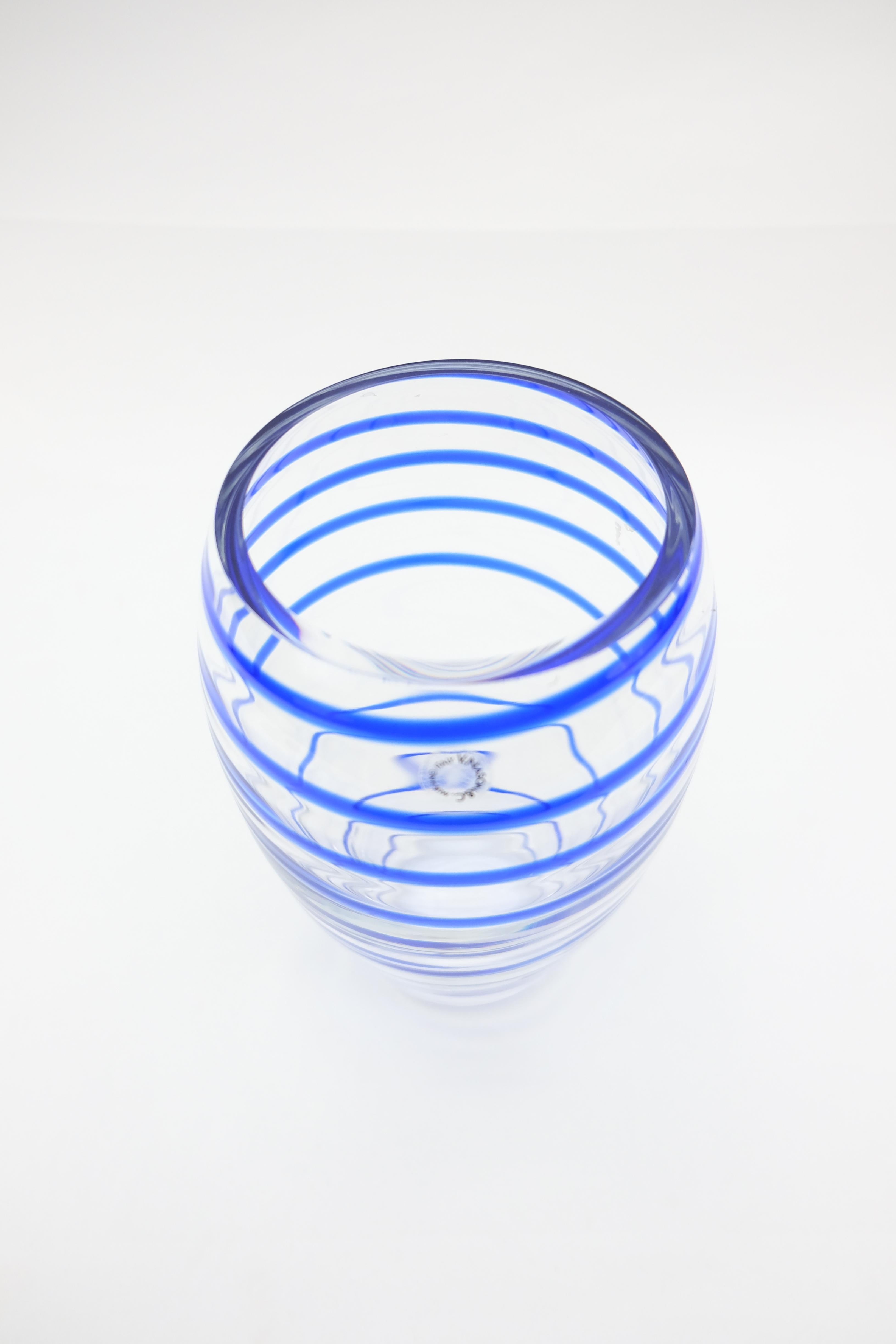 V. Nason & C. Italian Murano Glass Vase with Blue Spiral Stripe In Excellent Condition For Sale In Miami, FL