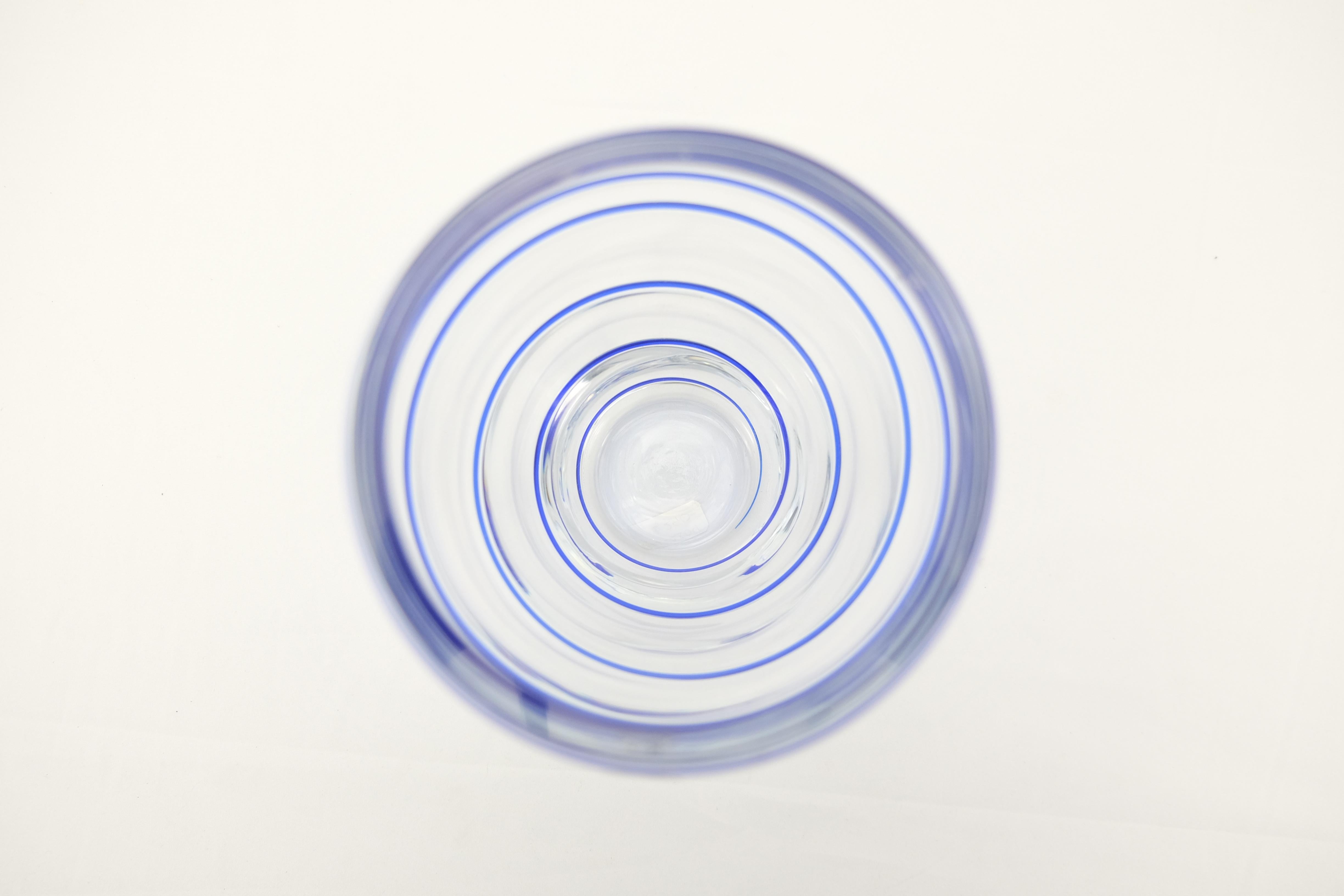 Contemporary V. Nason & C. Italian Murano Glass Vase with Blue Spiral Stripe For Sale