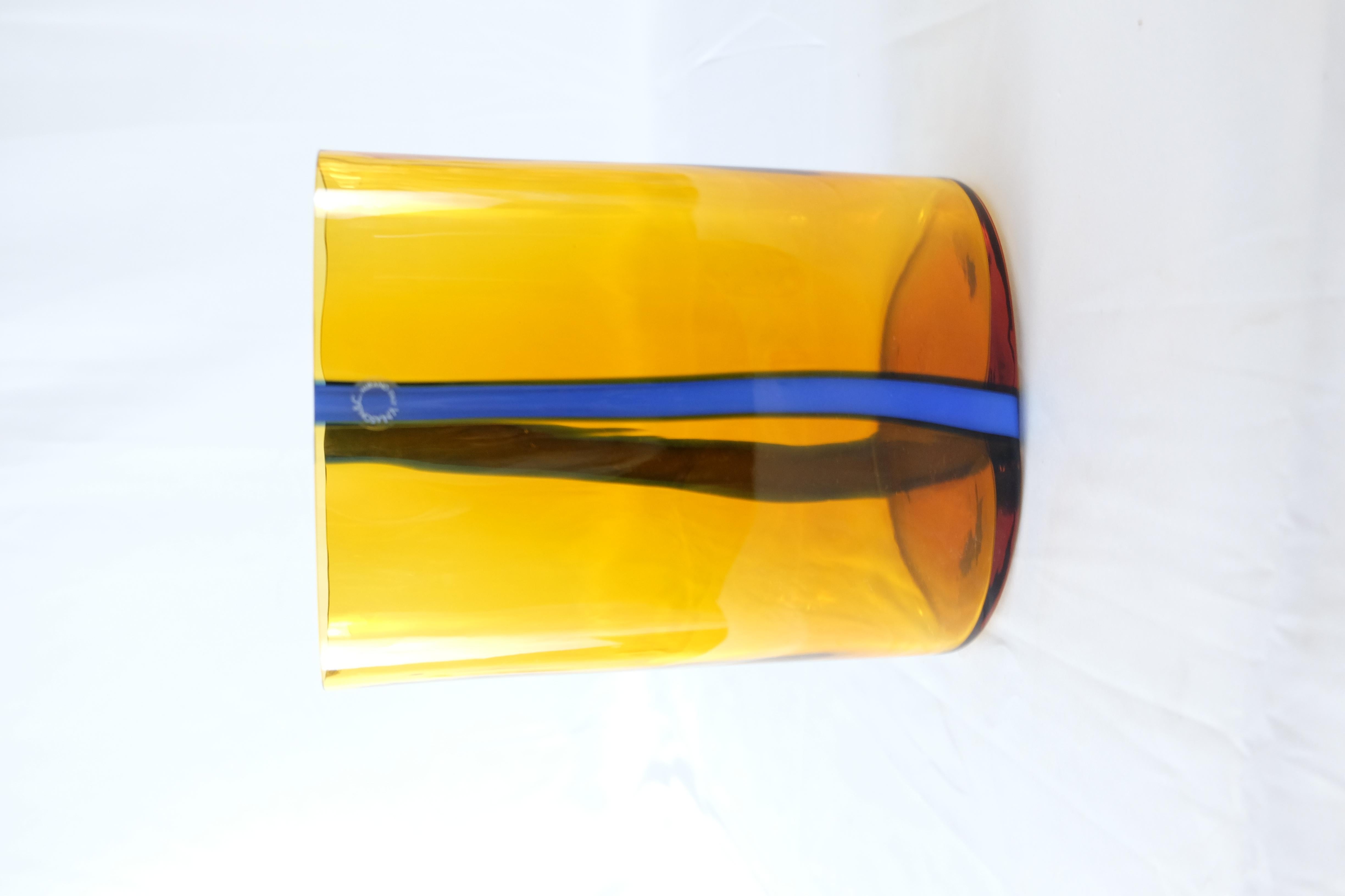 V. Nason & C., Italy Amber and Blue Murano Glass Vase Set For Sale 9