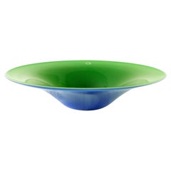 V. Nason & C. Italy Blue and Green Blown Murano Glass Bowl,  Inventory Stock