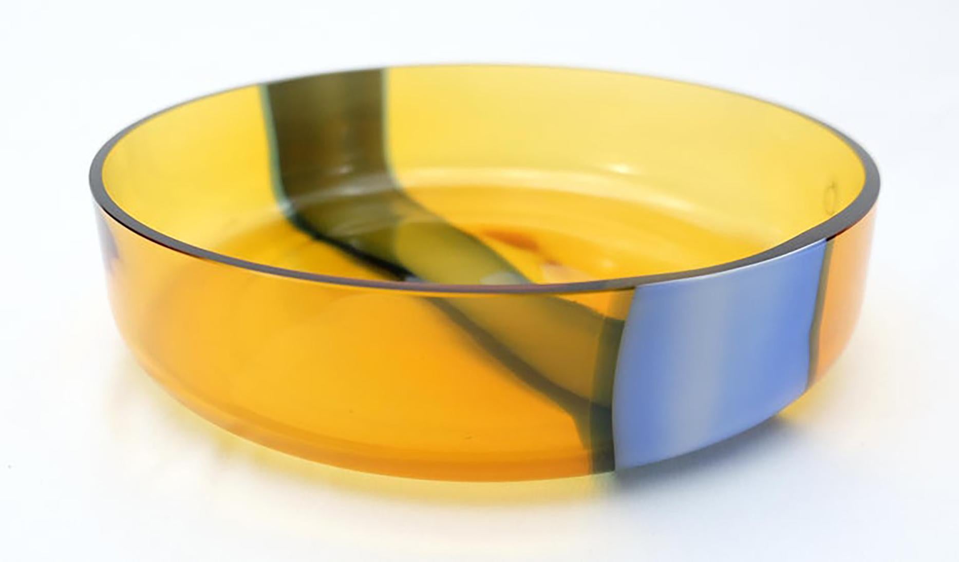 V. Nason & C. Italia Cuenco bajo de cristal de Murano en ámbar y azul, sin usar Italiano en venta