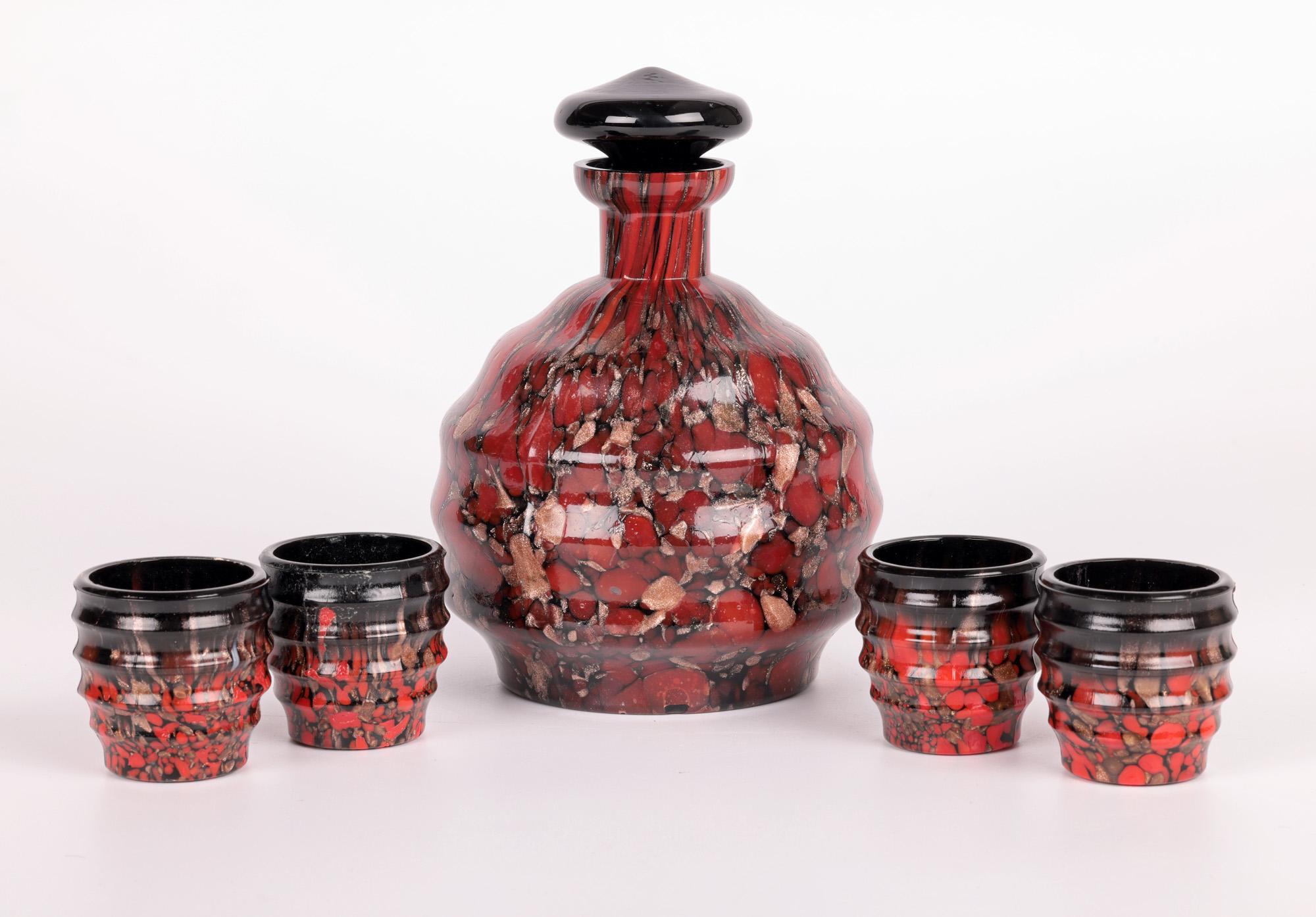 V Nason & C Murano Avventurina Glass Liqueur Set For Sale 2