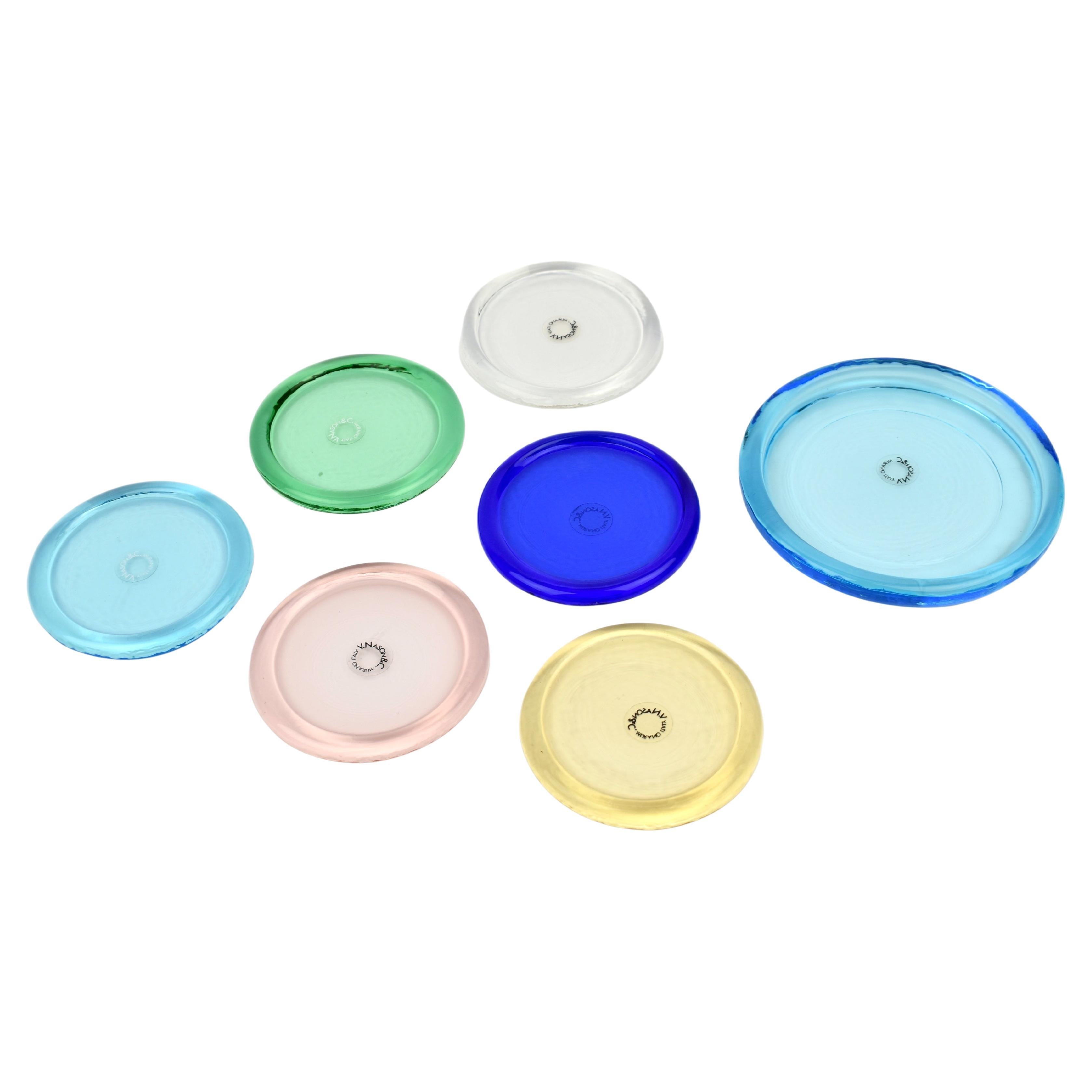 V. Nason & C. Murano Glas Untersetzer Satz von 7 Vintage By im Angebot