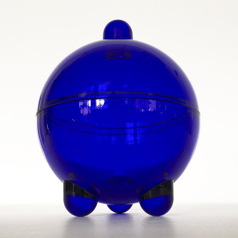 V. Nason Cobalt Blue Glass Modernist Covered Candy Dish at 1stDibs
