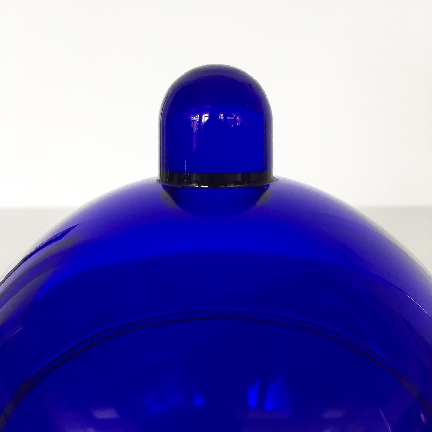 V. Nason Cobalt Blue Glass Modernist Covered Candy Dish 2