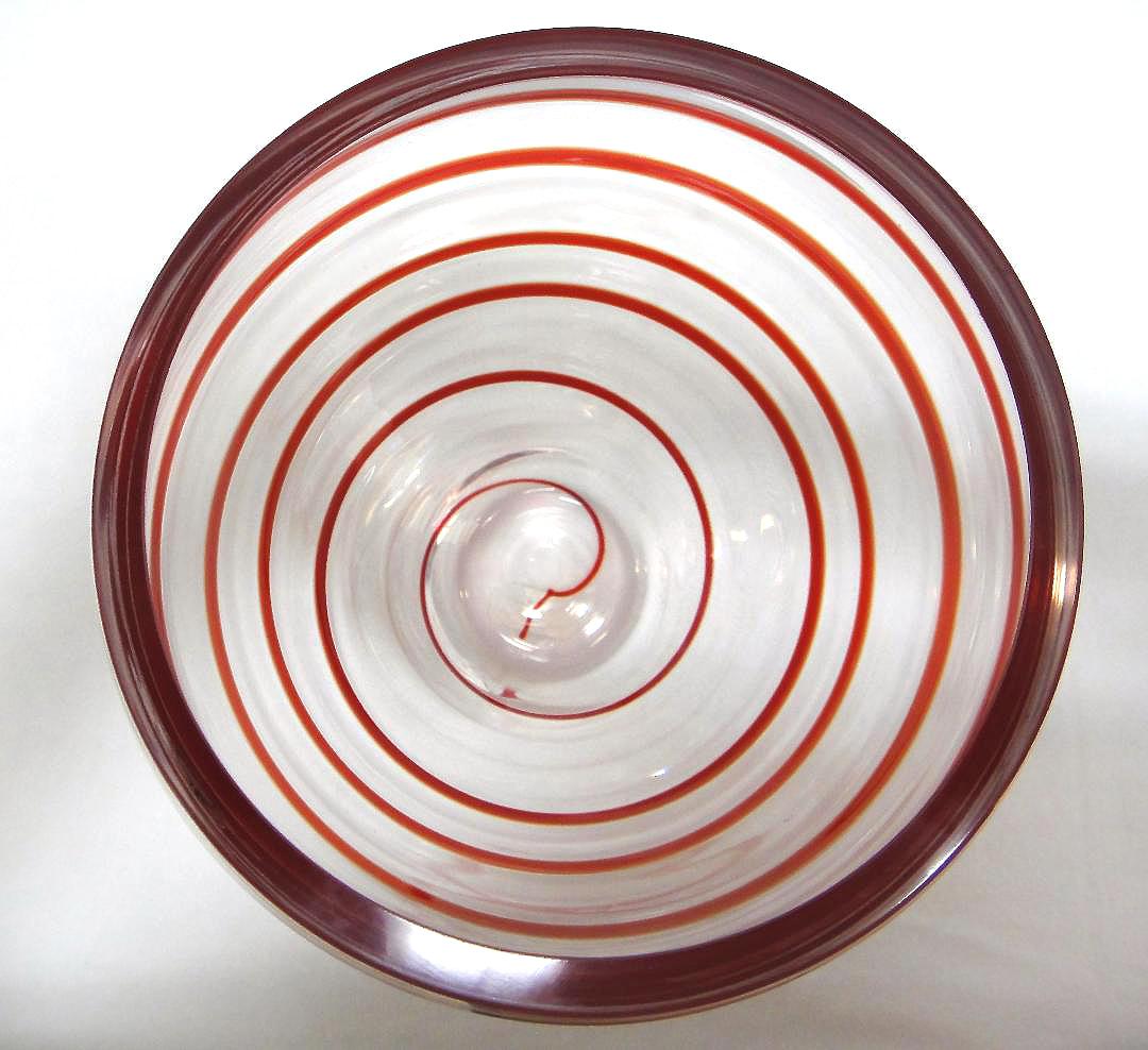 Late 20th Century V. Nasson & C. Murano Art Glass Vase with Red Spiral Stripes