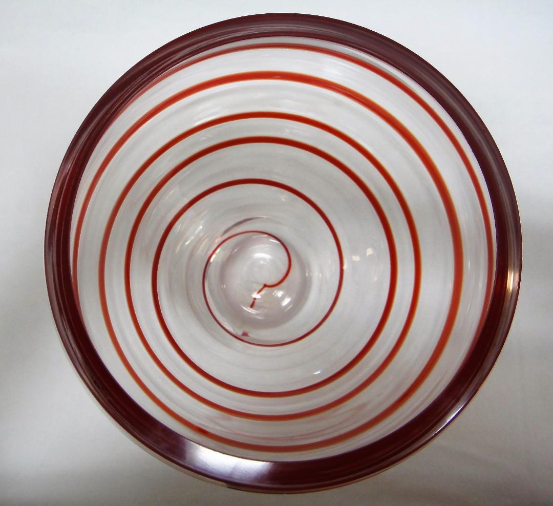 Late 20th Century V. Nasson & C. Murano Art Glass Vase with Red Spiral Stripes