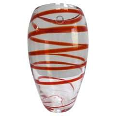 V. Nasson & C. Murano Art Glass Vase with Red Spiral Stripes