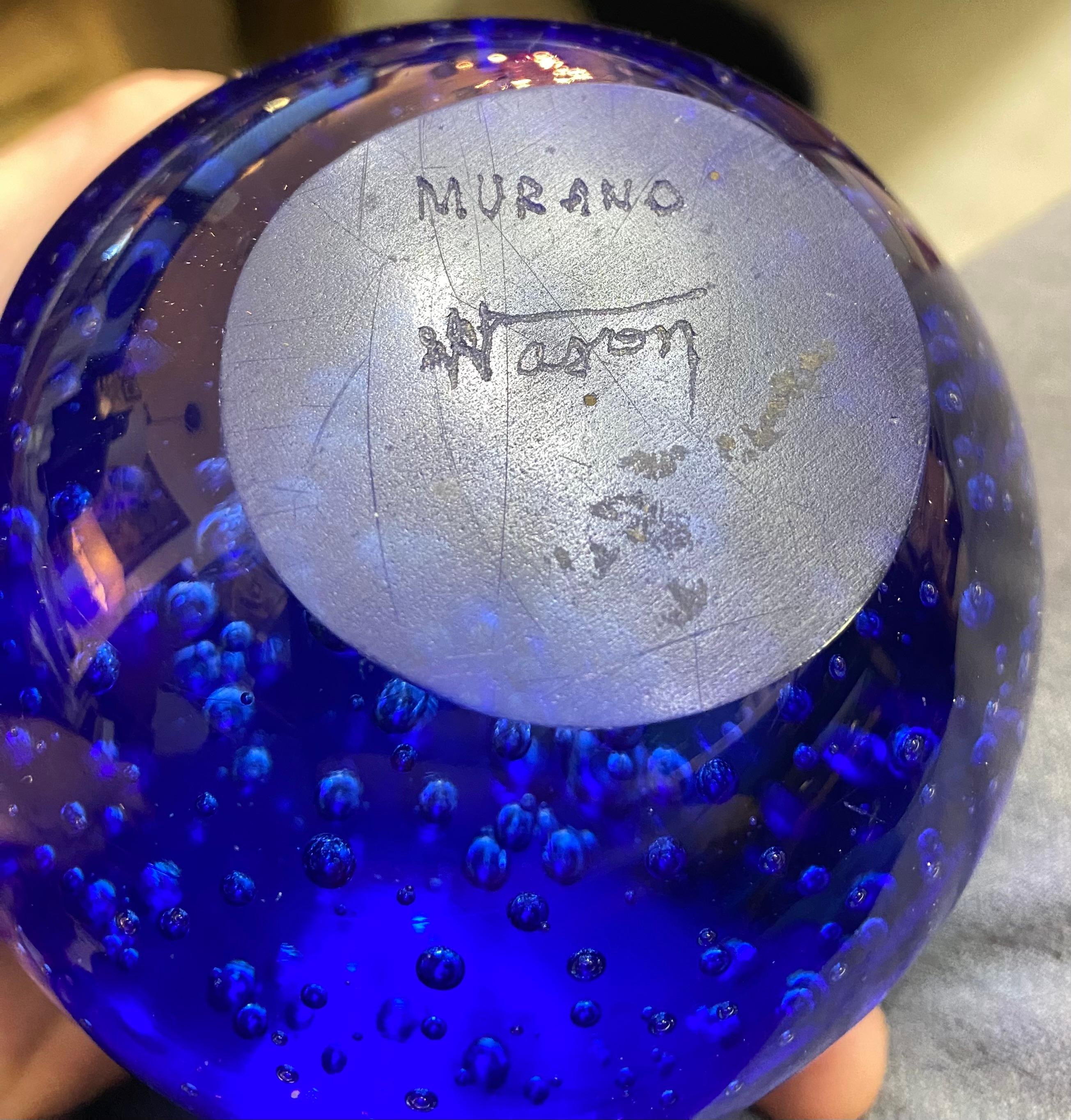 V. Nasson & Co. Bucalante Murano Glass Paperweight, Signed For Sale 2