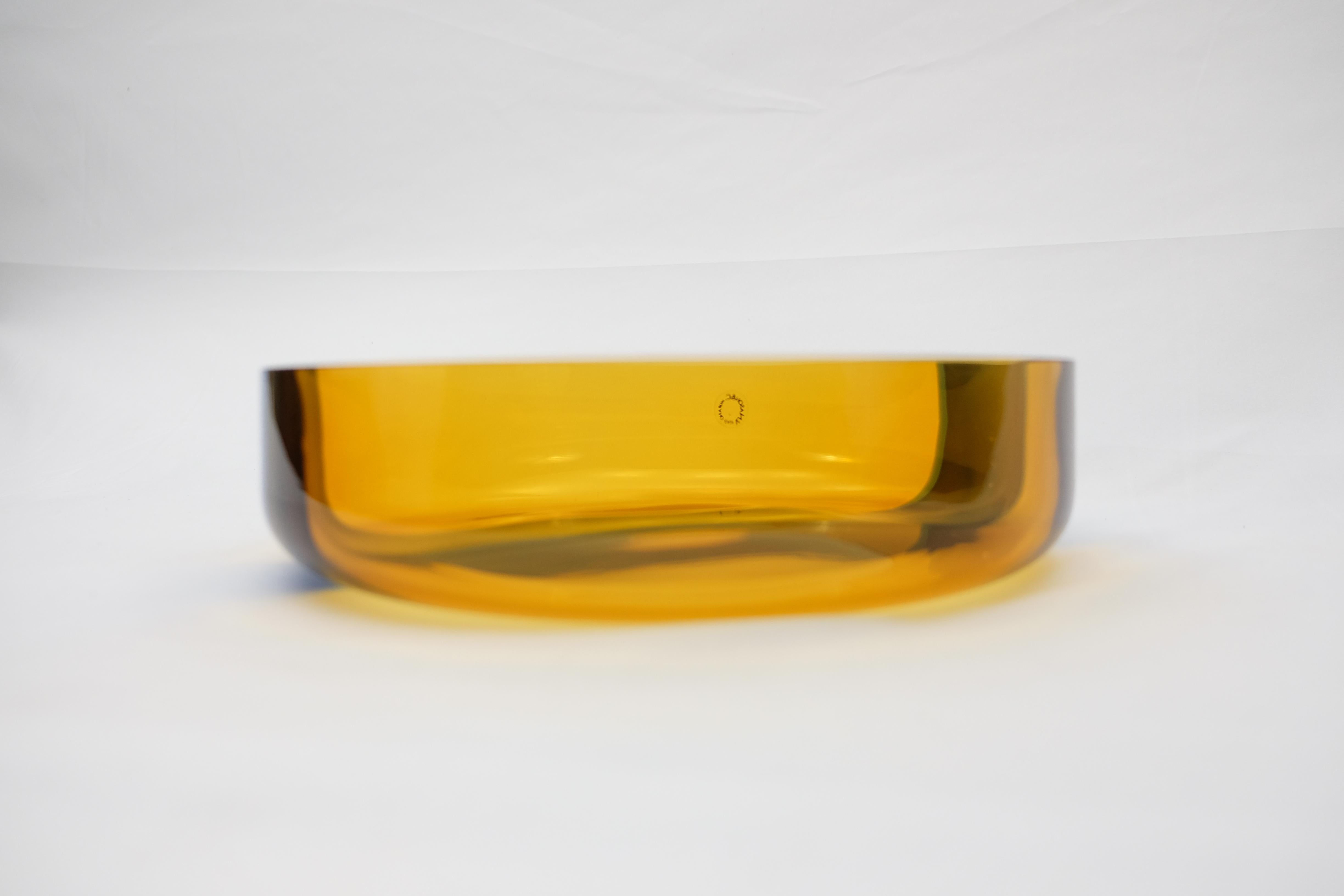 V. Nasson & Co. Vintage Hand Blown Murano Glass Bowl Yellow and Blue For Sale 5