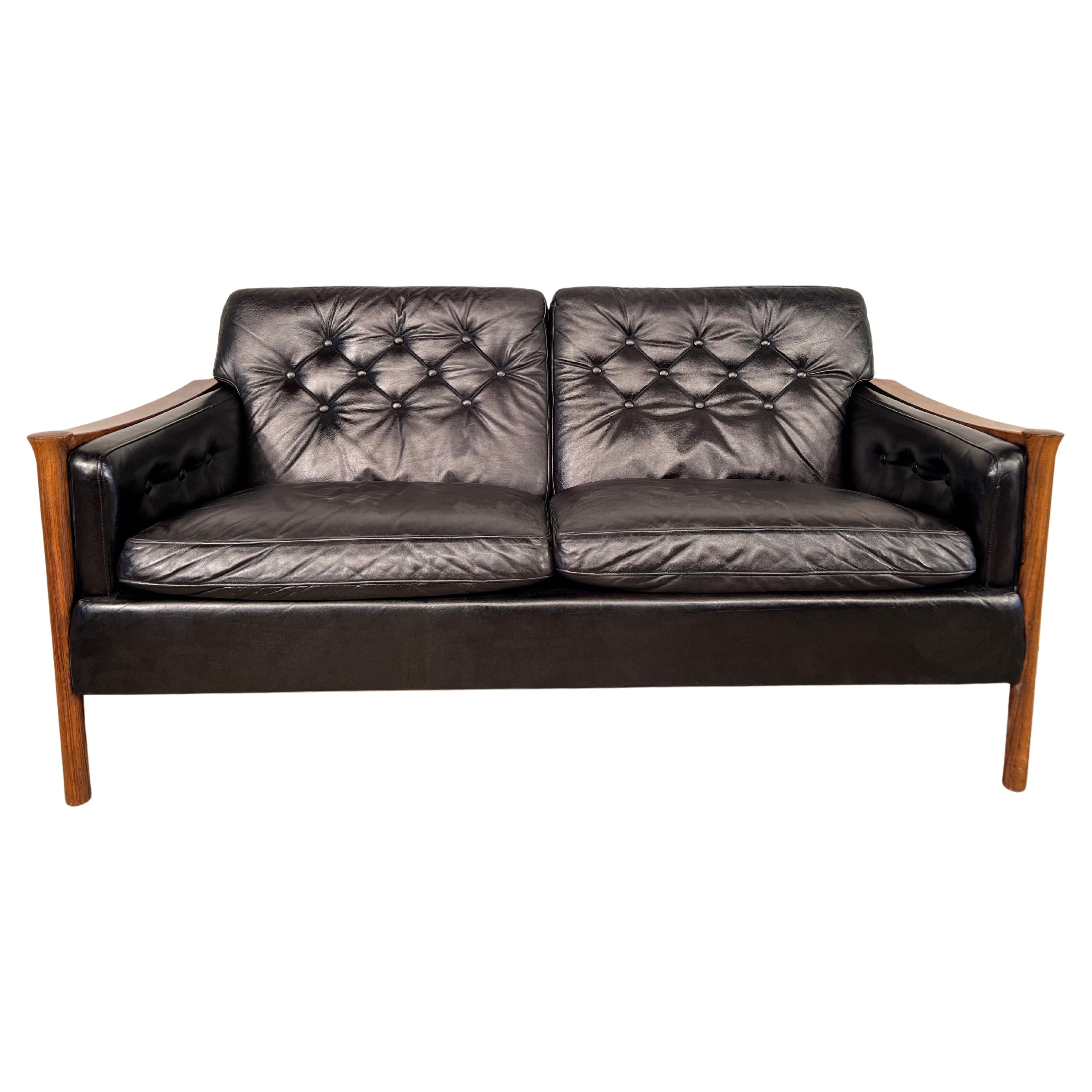 V Neat Two Seater Sofa in Leather by Torbjørn Afdal for Bruksbo Norway 70s #515