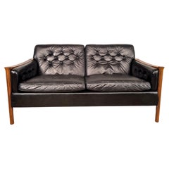 Vintage V Neat Two Seater Sofa in Leather by Torbjørn Afdal for Bruksbo Norway 70s #515
