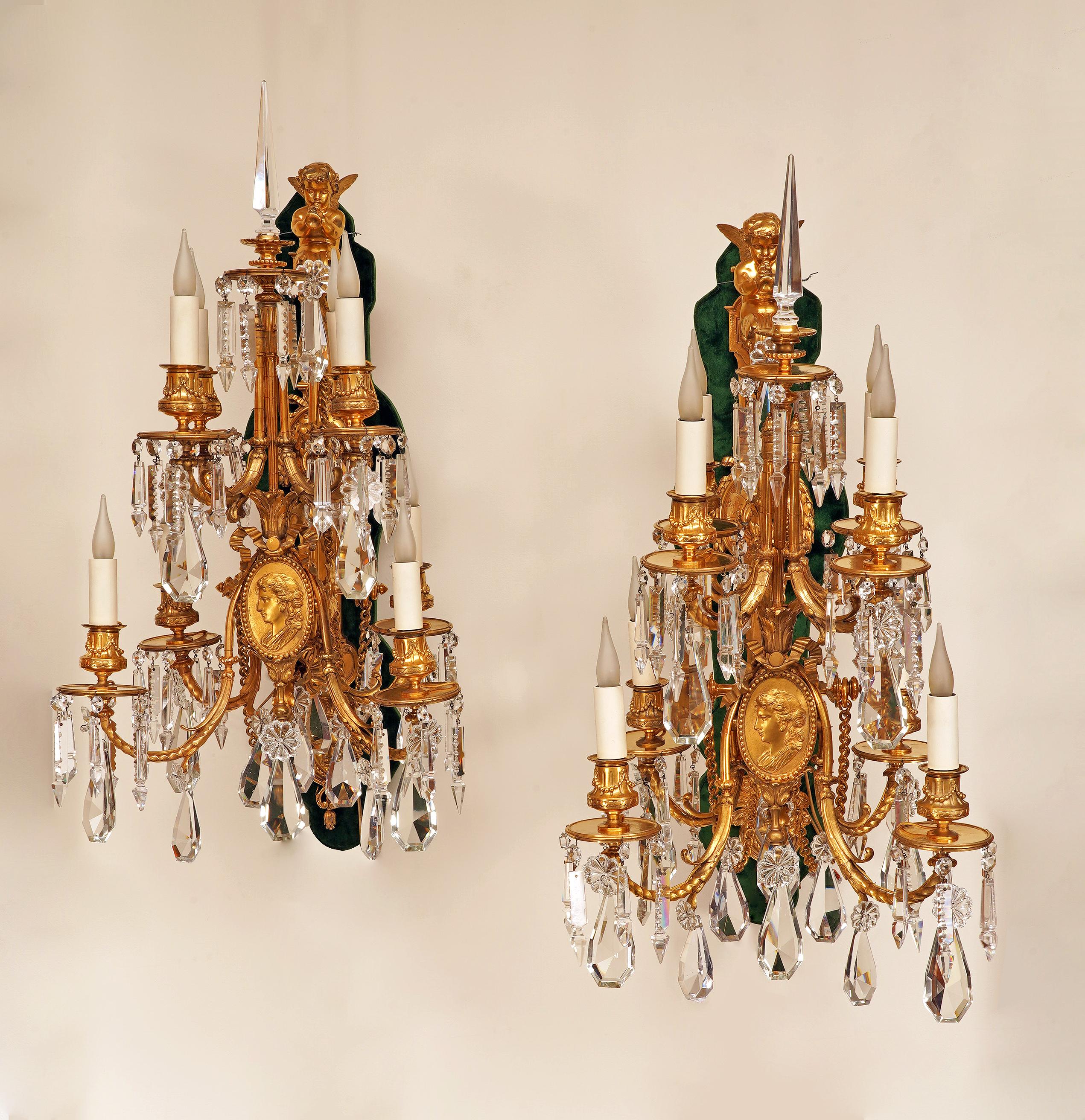 V. Paillard & Baccarat, Coppia di lampade da parete, Francia, circa 1870 in vendita 4