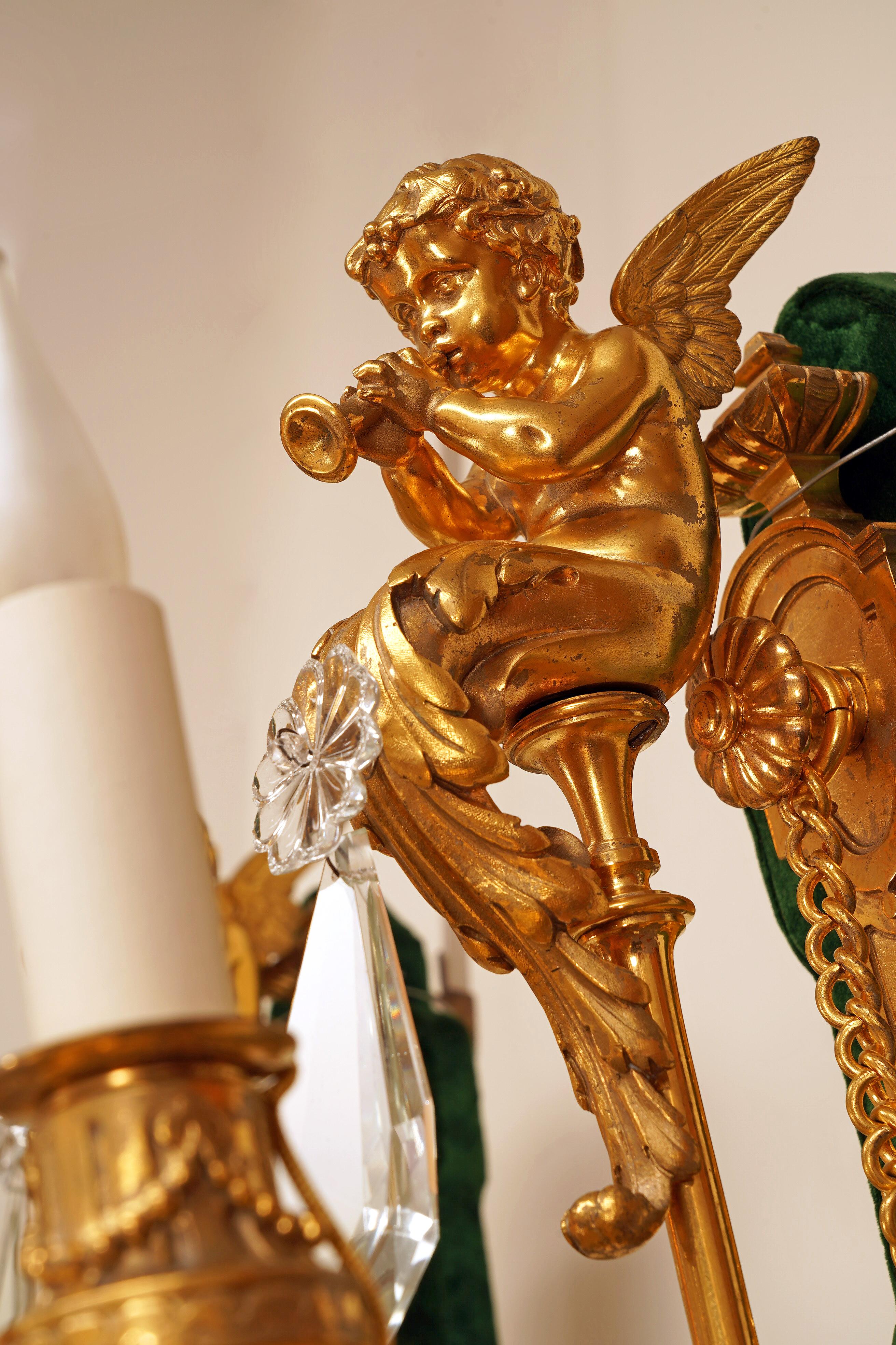 Metà XIX secolo V. Paillard & Baccarat, Coppia di lampade da parete, Francia, circa 1870 in vendita
