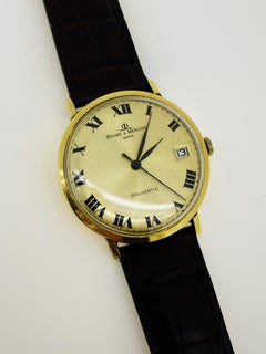 V Rare 18K Gold Baume & Mercier Geneve Baumatic 30 jewels ref 35048 Watch w Date