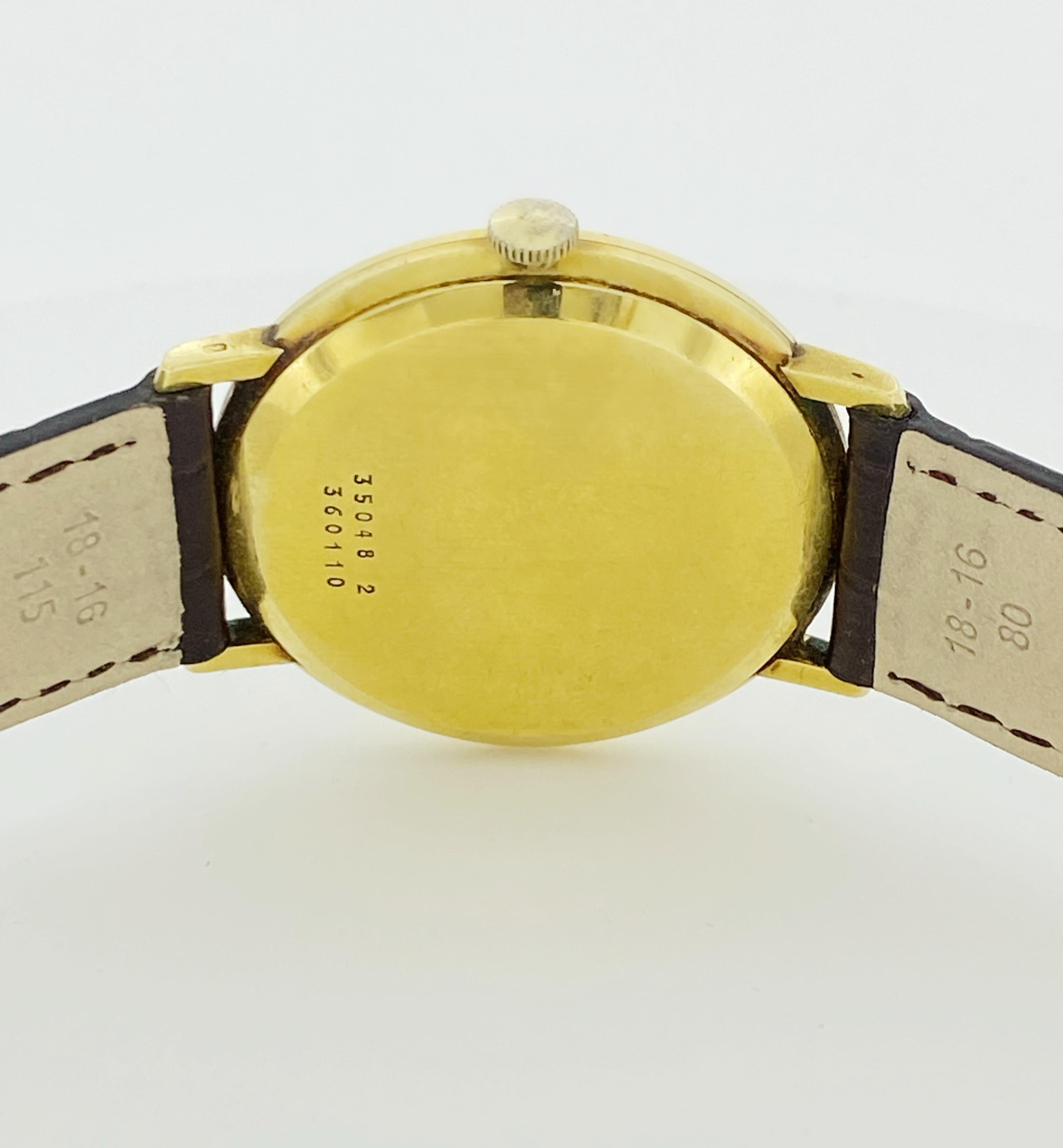V Rare 18K Gold Baume & Mercier Geneve Baumatic 30 jewels ref 35048 Watch w Date For Sale 3