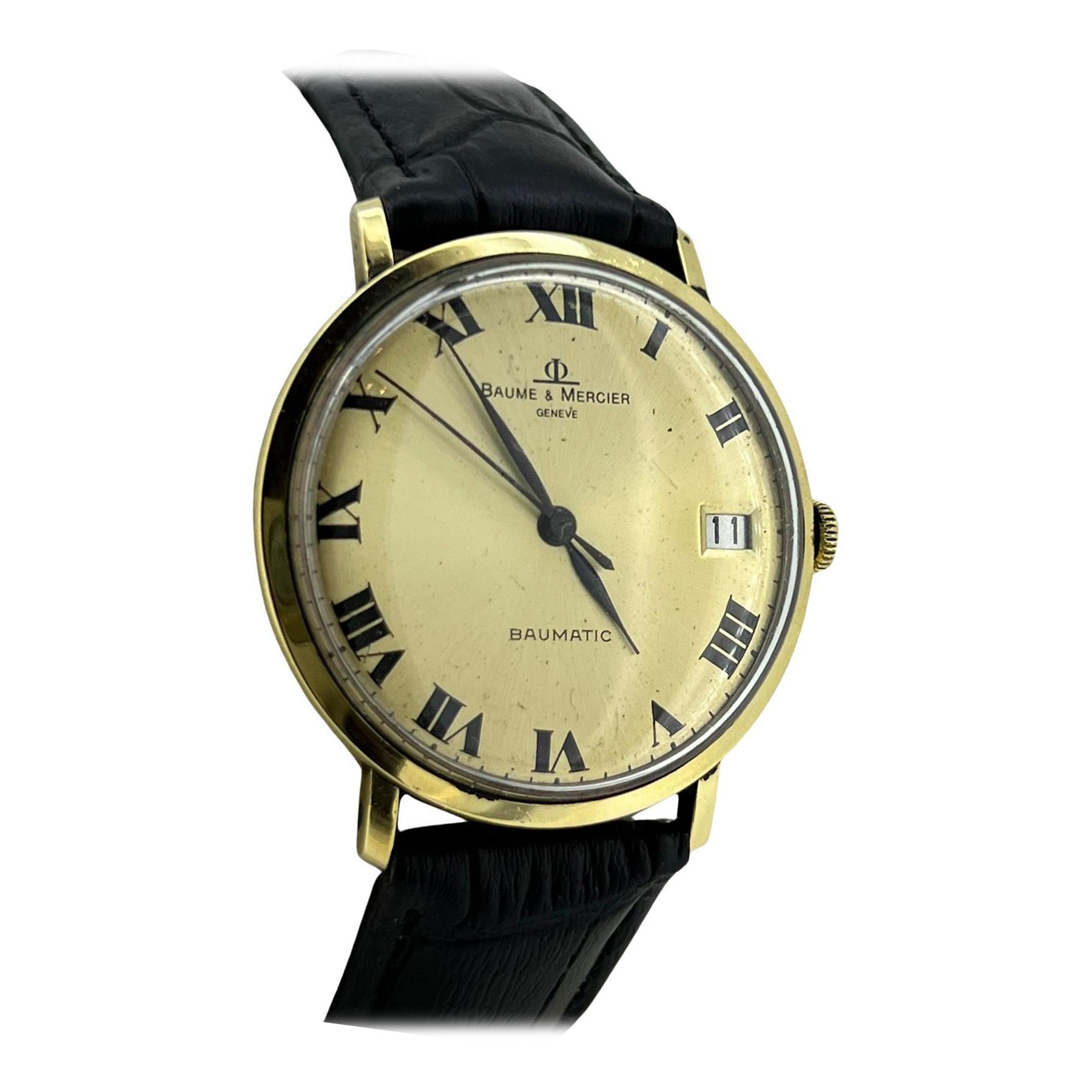 V Raro Reloj Baume & Mercier Geneve Baumatic 30 joyas de oro de 18 quilates ref 35048 c Fecha en venta