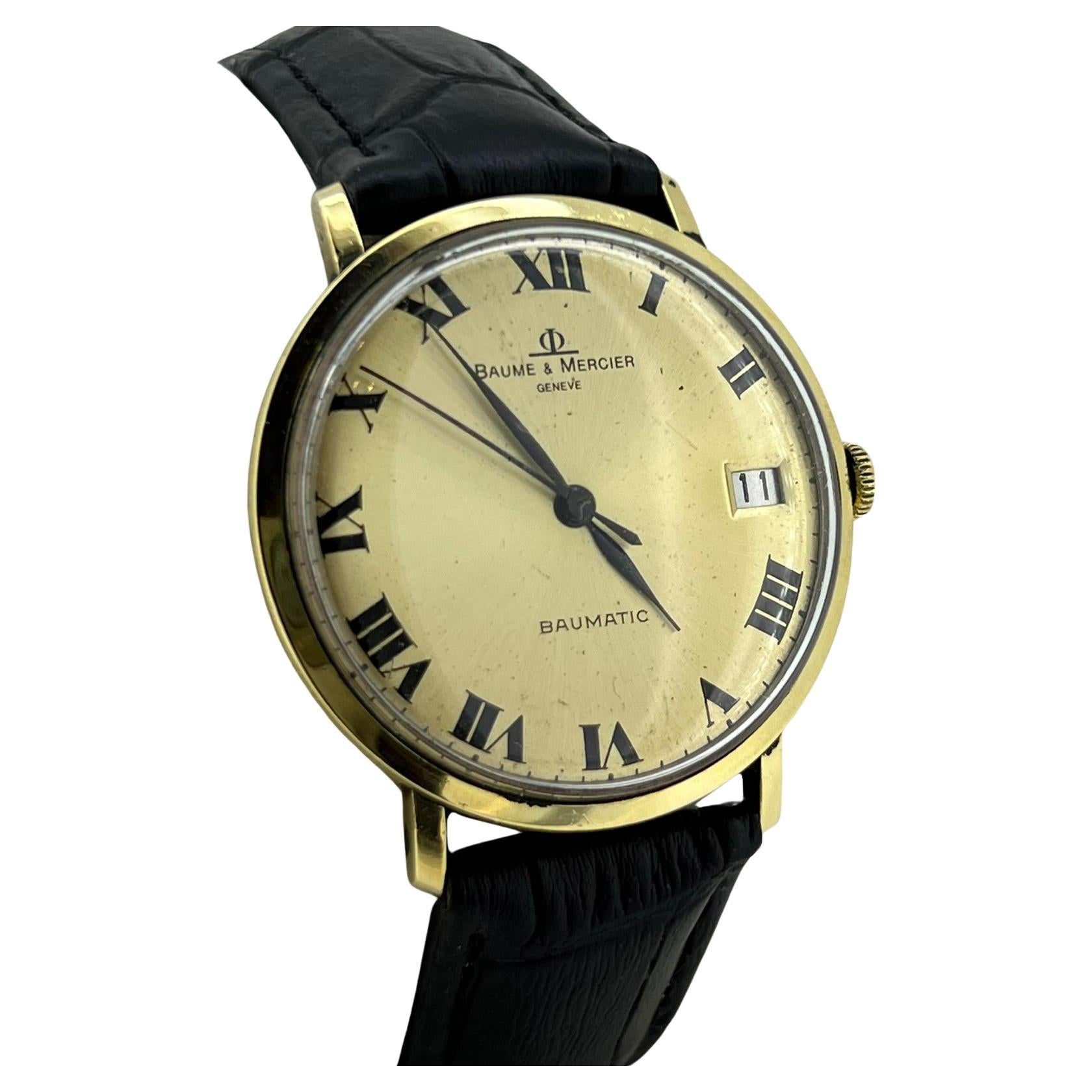 V Raro Reloj Baume & Mercier Geneve Baumatic 30 joyas de oro de 18 quilates ref 35048 c Fecha