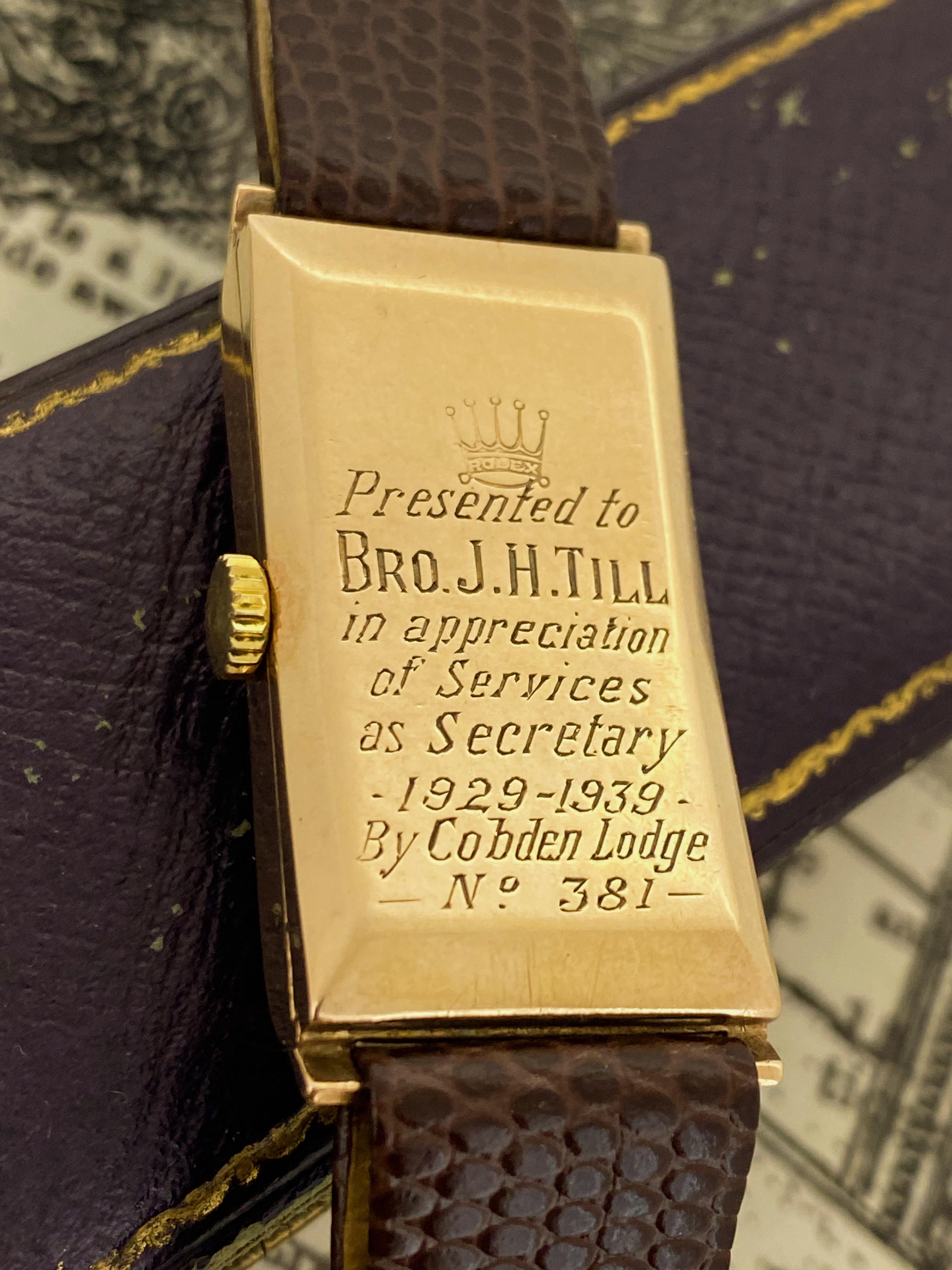 V Rare Rolex Prince Art-Deco c1939 Observatory Grade Rose Gold “Doctors” Watch For Sale 5
