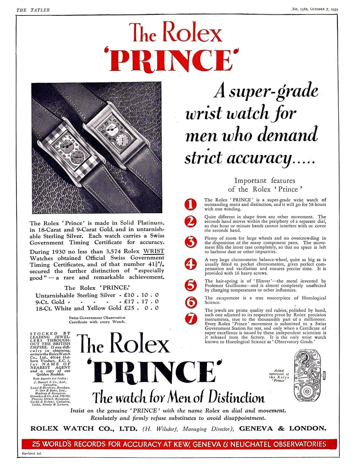 V Rare Rolex Prince Art-Deco c1939 Observatory Grade Rose Gold “Doctors” Watch For Sale 6